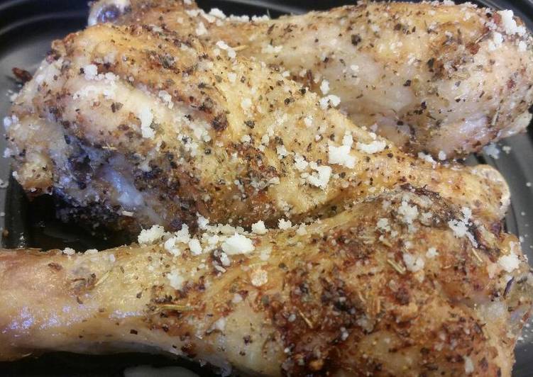 Simple Way to Make Quick Herb Roasted Chicken Legs w/ Parmigiano