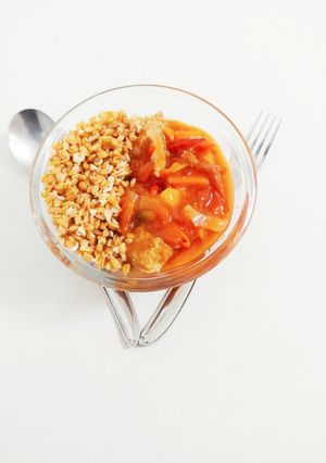 Une photo de Épeautre et veau sauce aigre douce
