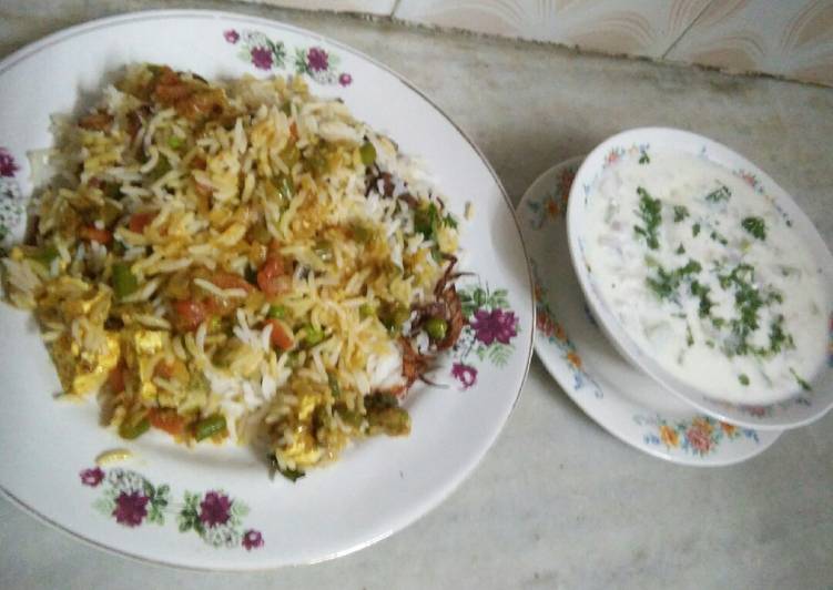 Veg Hyderabadi biryani with raita