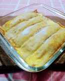 Crepes de ricota, con pasas de uva y nueces