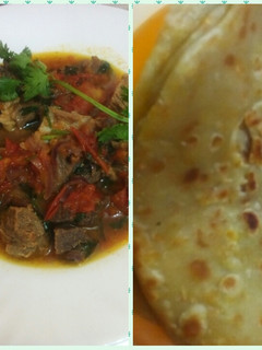 A picture of Carrot chapati with beef curry.