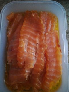 Una foto de Salmón marinado