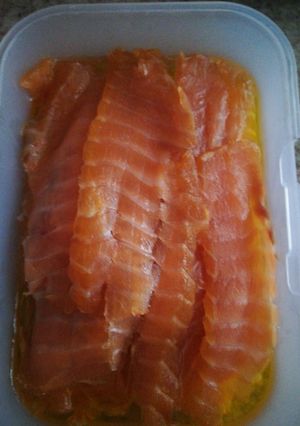 Una foto de Salmón marinado