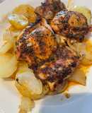 Contramuslo de pollo con especias y patatas