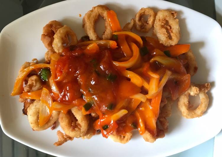 Cumi Goreng Tepung Saus Asam Pedas