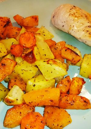 Foto principal de Calabaza, zanahoria y patata al horno