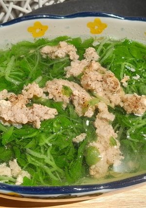 Hình của món Canh cải con nấu thịt xay.