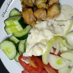 A picture of Mediterranean Inspired Chicken Salad and Tzatziki.