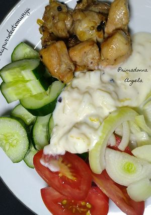 A picture of Mediterranean Inspired Chicken Salad and Tzatziki.