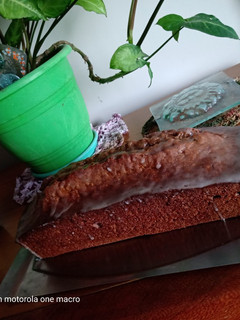 Una foto de Súper budín de banana, dulce de leche y coco