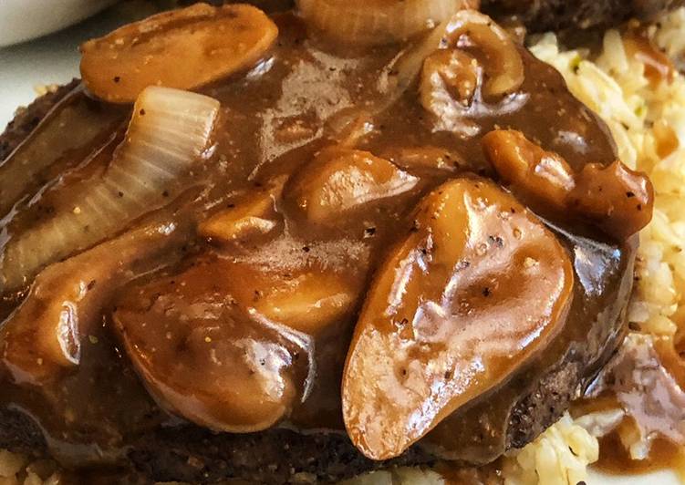Recipe of Super Quick Homemade Air Fryer Salisbury Steak with Mushroom and Onion Gravy