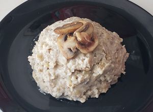 Una foto de Falso Risotto de mote con champiñones