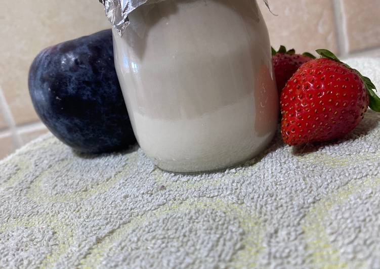 Yogur de fresa, ciruela y avena casero. Con mambo