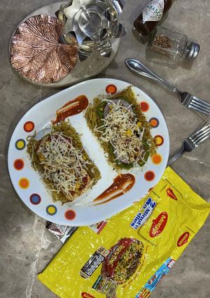 A picture of Open Grilled Paneer and Cheesy Corn Maggi Sandwich.