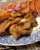 Papas doradas con carne delisa
