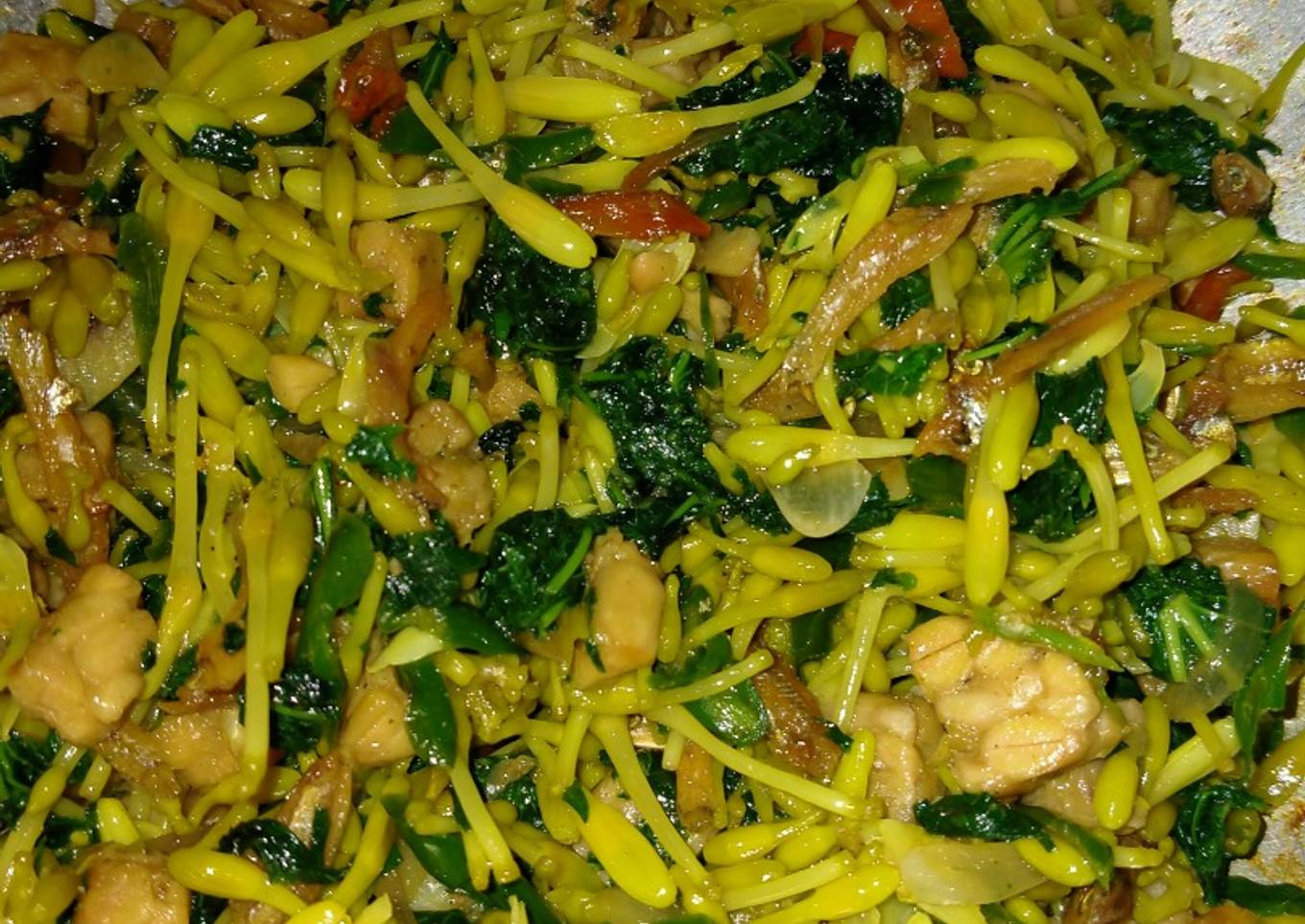 Tumis kembang kates (tumis bunga pepaya) enak, tidak pahit