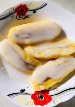 Hình của món Chuối sáp nướng cốt dừa.