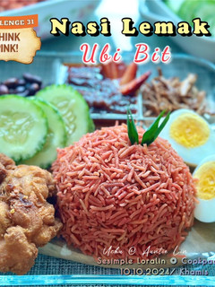 Gambar Nasi Lemak Ubi Bit (dengan Sambal Tumis Strawberry Ikan Masin)