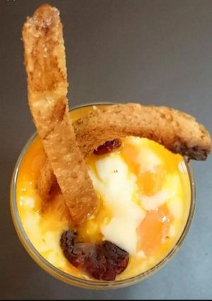 A picture of Soft Boiled Egg With Cranberry.