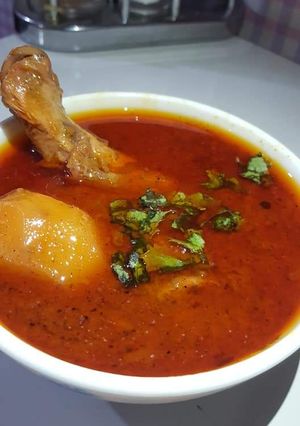 A picture of Aloo Chicken ka Salan.