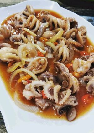 Foto resep Oseng baby gurita asam manis mentega