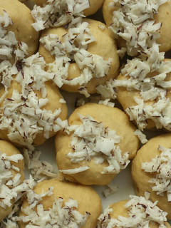 A picture of Baked dougnut with coconut iced.