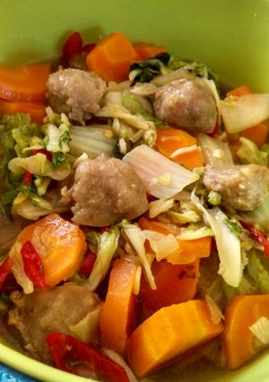 Foto resep Tumis sawi putih wortel bakso