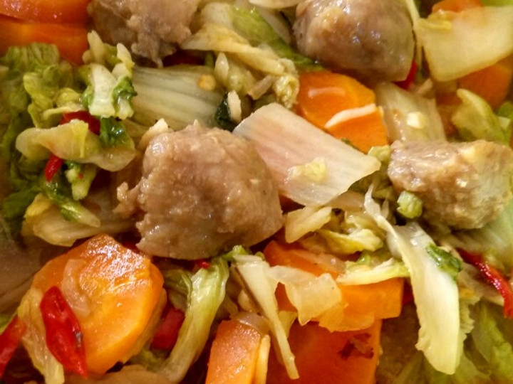 Langkah Mudah untuk Membuat Tumis sawi putih wortel bakso Anti Gagal