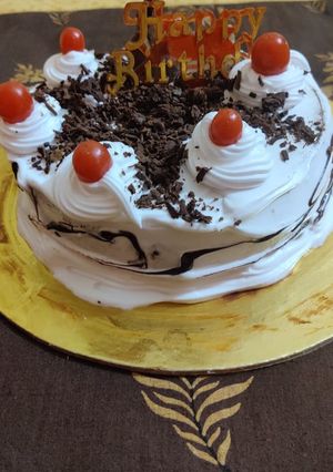 A picture of Black forest cake.