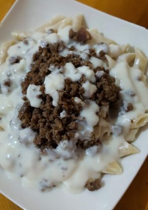صورة لوصفة معكرونة بالوايت صوص