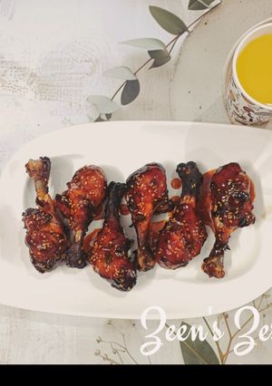 A picture of Gochujang Honey Glazed Chicken Drumsticks.