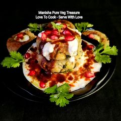 A picture of Sabudana Potato Patties Chat - Sago Flour Potato Patties Chat (Vrat - Farali Tikki Chat).