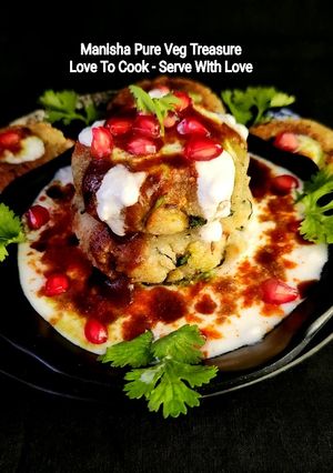 A picture of Sabudana Potato Patties Chat - Sago Flour Potato Patties Chat (Vrat - Farali Tikki Chat).