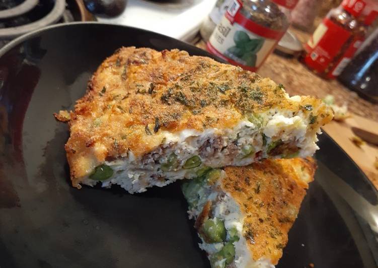 Recipe of Ultimate Cheesy, Beef and Pea Frittata