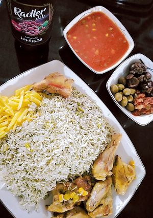 عکسی از دستور مرغ دمی با سس نخود فرنگی