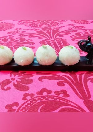 A picture of COCONUT MILK BALLS...(nariyal ke laddu).