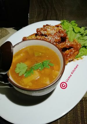 A picture of Hot and Sour Veggie Soup.