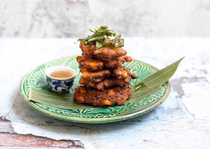 Thai style Corn and salmon fritters
