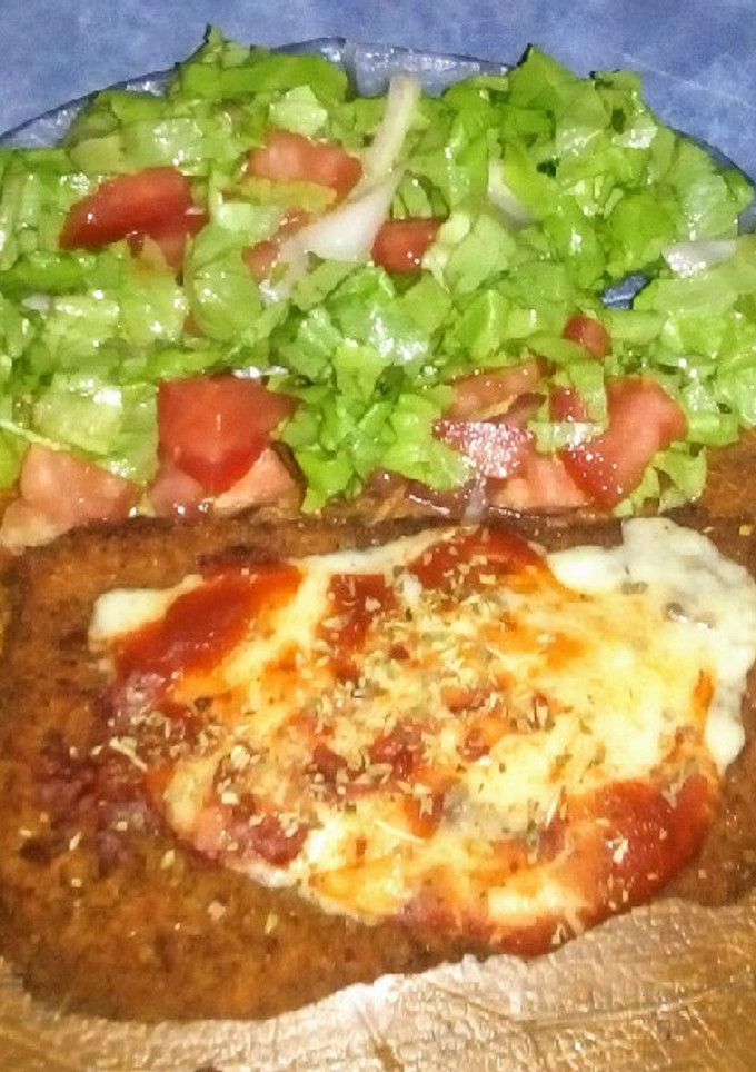 Una foto de Milanesas de Berenjenas rellenas con Jamón, a la Napolitana 🤤🍴