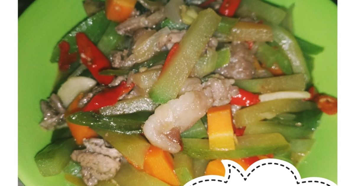Masakan Rumahan = Tumis Krewedan (Daging Sapi) Labu Siam