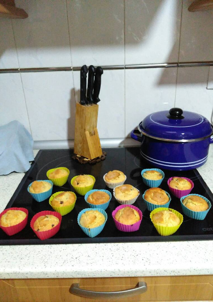 Una foto de Magdalenas con pepitas de chocolate