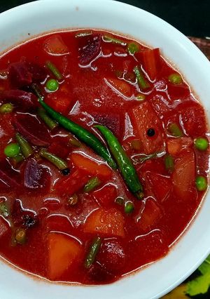 A picture of Beetroot and Mixed Vegetables Stew.