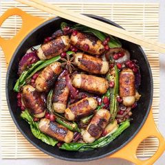 Chinese-style pigs in blankets A picture of Chinese-style pigs in blankets.