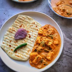 Dahi (Yogurt) Naan (Flat Bread)with Paneer Curry (Indian Cottage Cheese)#mycookbook A picture of Dahi (Yogurt) Naan (Flat Bread)with Paneer Curry (Indian Cottage Cheese)#mycookbook.