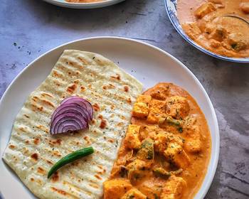 Popular Cuisine Dahi Yogurt Naan Flat Breadwith Paneer Curry Indian Cottage Cheese mycookbook Delicious