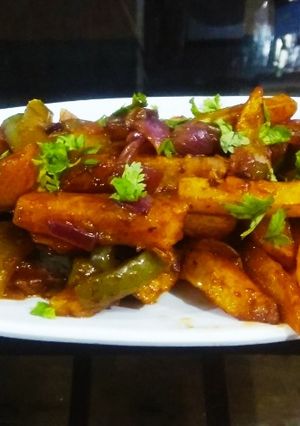A picture of Honey chilli potato.