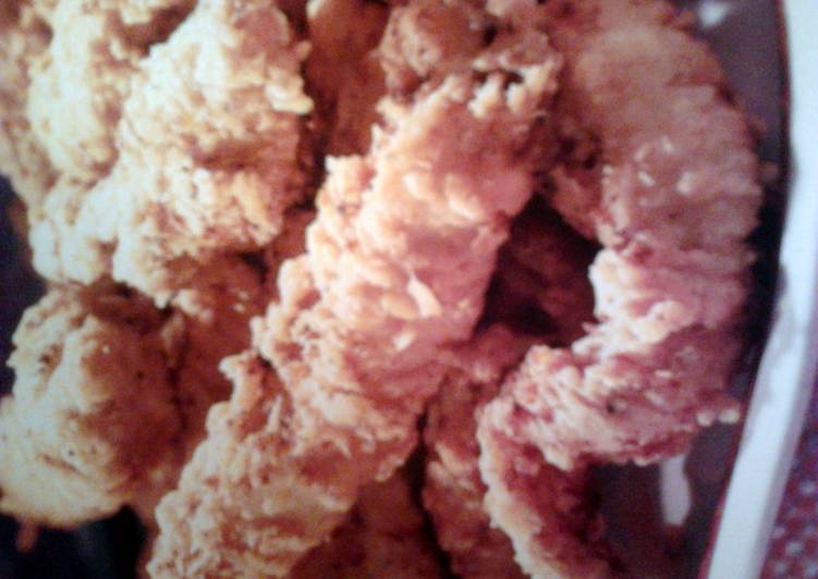 Fried chicken fingers with a tang dip sauce