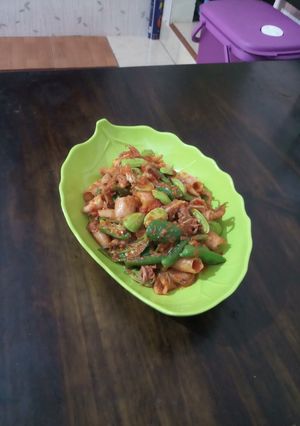 Foto resep Balado cumi asin campur pete