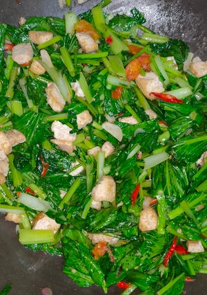 Foto resep Tumis sawi ijo tahu pedas