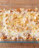 Pastel de coliflor y pollo/salmón
